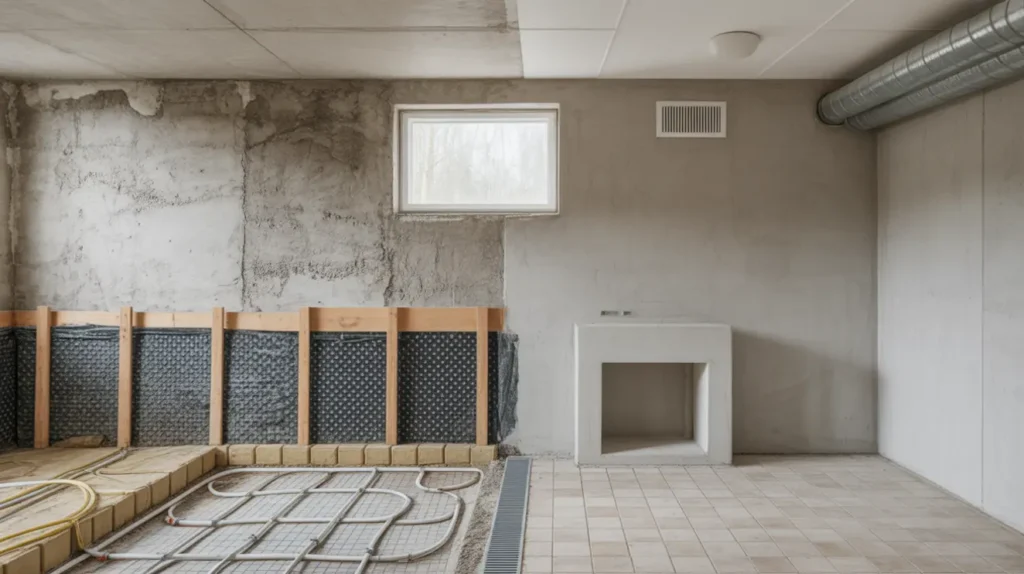 inreda k llaren fukts kert v ggar golv ventilation och smart v rme steg f r steg